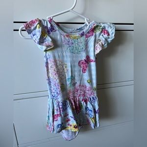 Floral posh, peanut bodysuit twirl dress